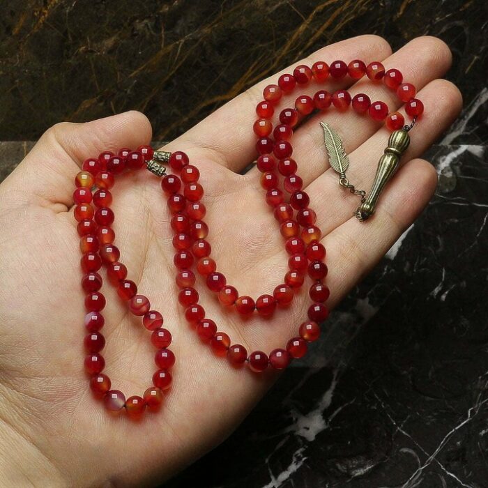 Real Madagascar Red Agate luxury Tasbih and Necklace with 101 Beads, Misbaha, Natural Healing Gemstone