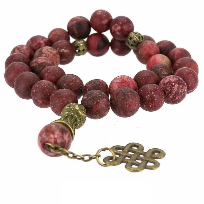 Real Red Rhodonite luxury Tasbih with 33 Beads, Misbaha, Natural Healing Gemstone
