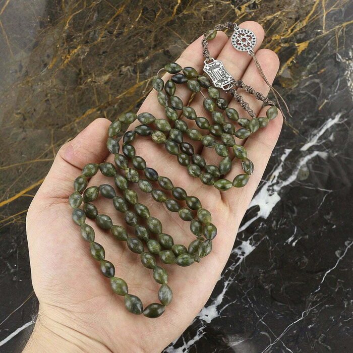 Real Shah Maqsood Tasbih and necklace with 101 Beads, Misbaha, Natural Healing Gemstone, Macrame texture