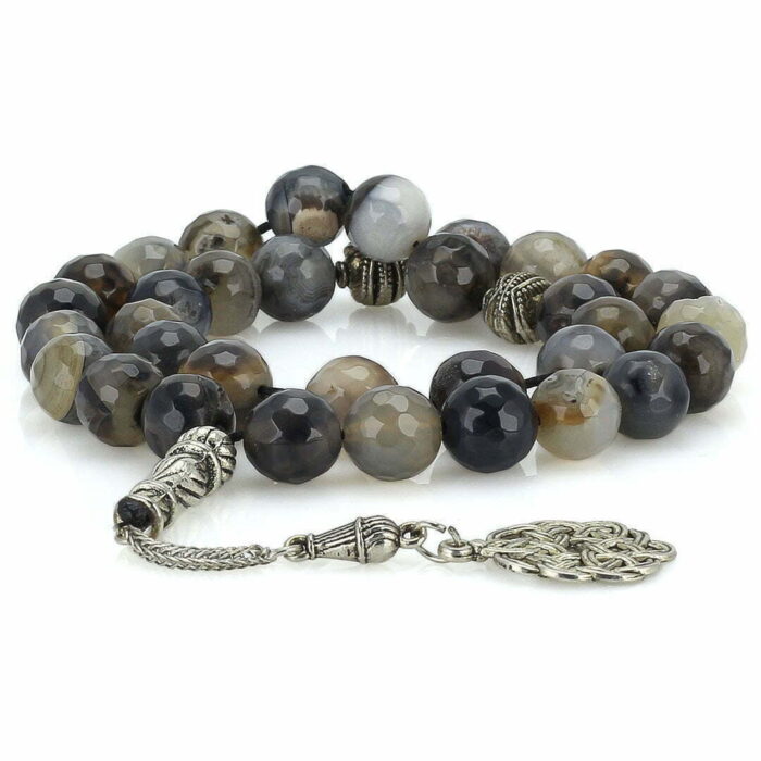 Real Smoky Sulemani Agate Beautiful Tasbih, Misbaha, with 33 Beads, Natural Healing Gemstone