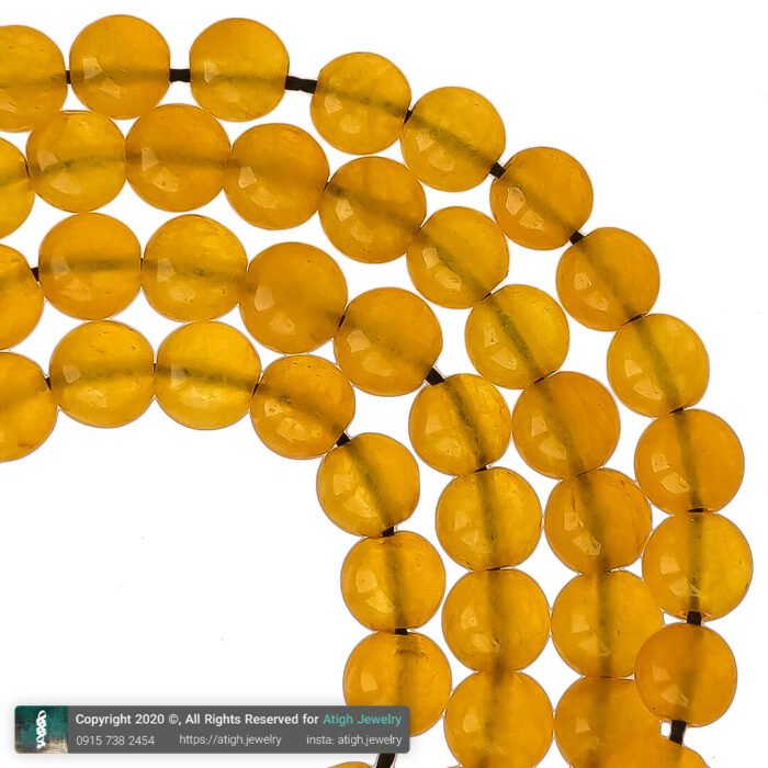 Real Yellow Agate (Sharaf al Shams) luxury Tasbih and Necklace with 101 Beads (6 mm), Misbaha, Natural Healing Gemstone