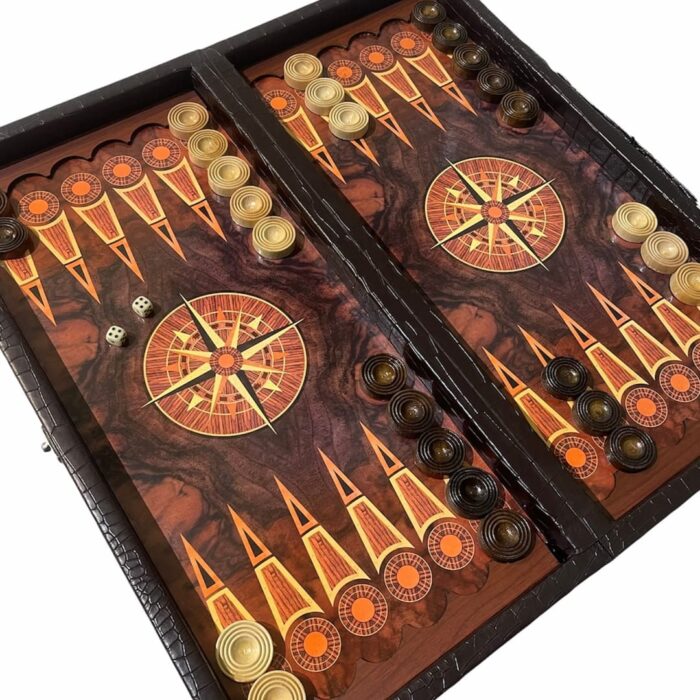 Backgammon leather compass design