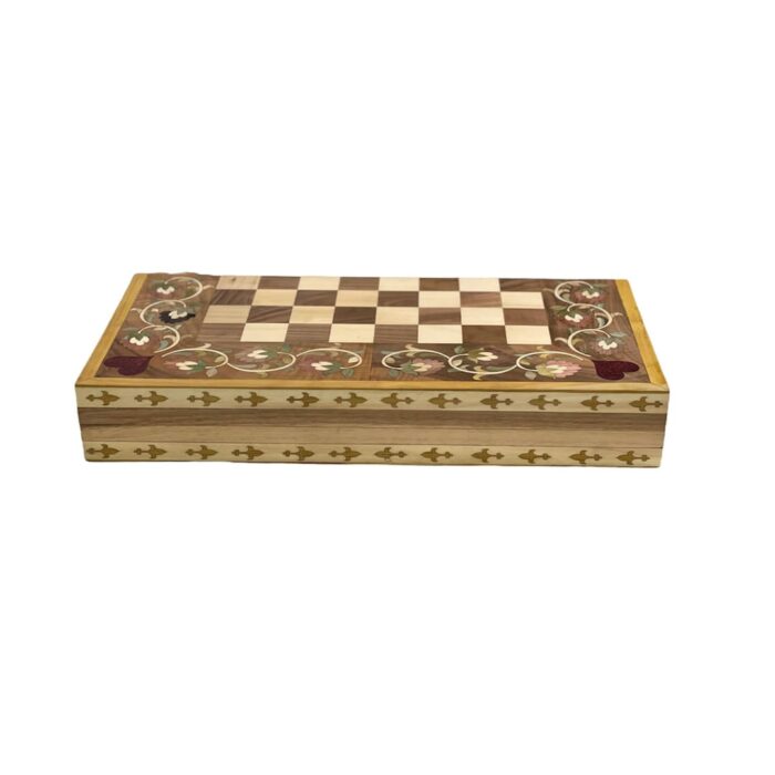 Backgammon and checkerboard with ivy design