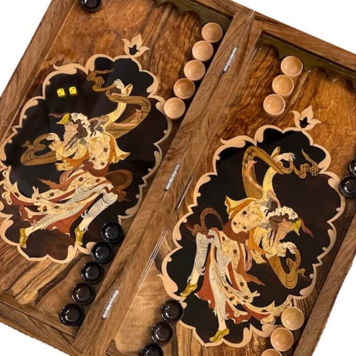 Backgammon board, embroidered, Alpheus design