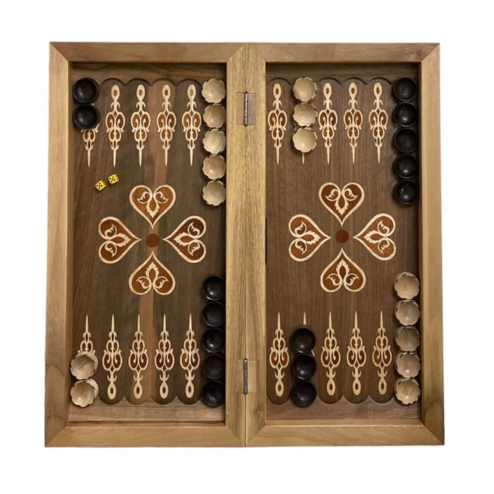 Backgammon and checkerboard with ivy design