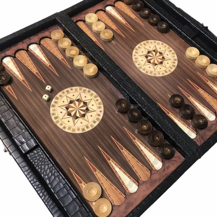 Hazel design leather backgammon board