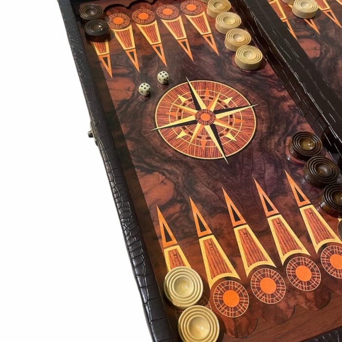 Backgammon leather compass design