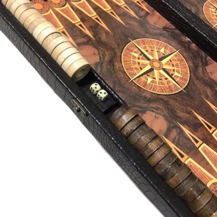 Backgammon leather compass with beads