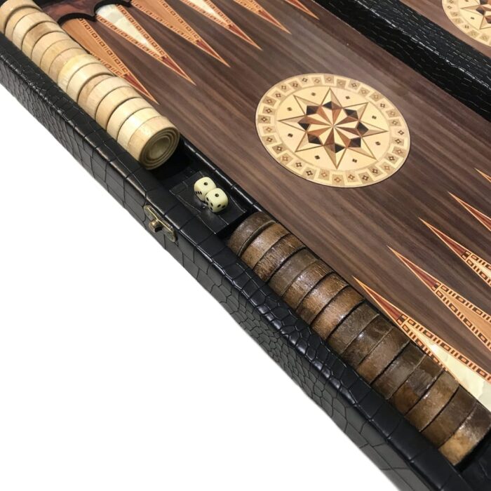 Walnut leather backgammon board with beads