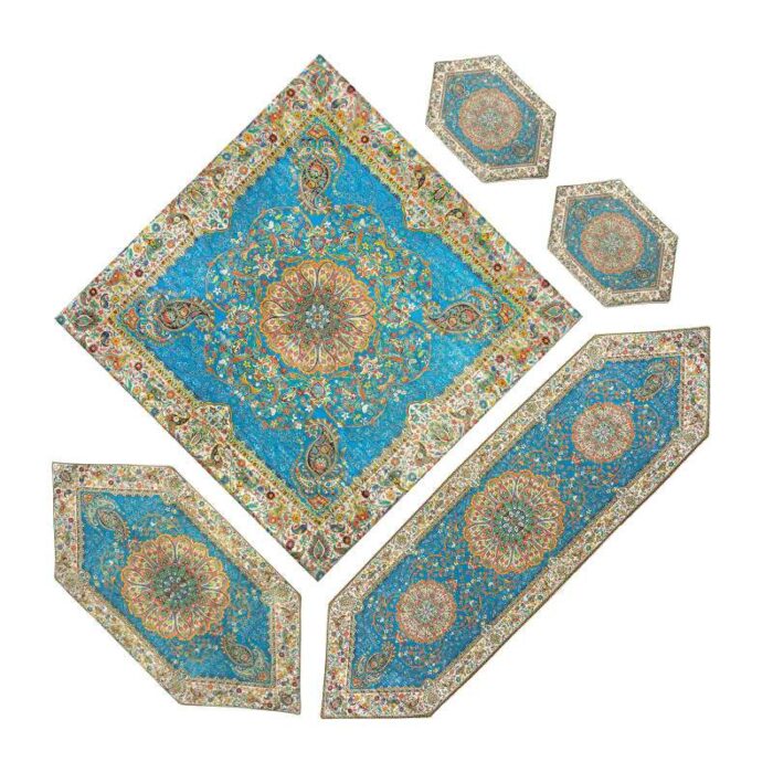 Misc / Cashmere Misc. Set of 5 table cloths, Cashmere, Nagin Khatam, Afshar design, code ABDRB