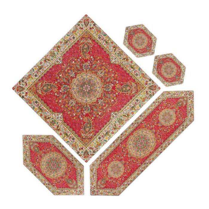 Misc / Cashmere Misc. Set of 5 table cloths, precious cashmere, inlay design, Afshar code, GHR