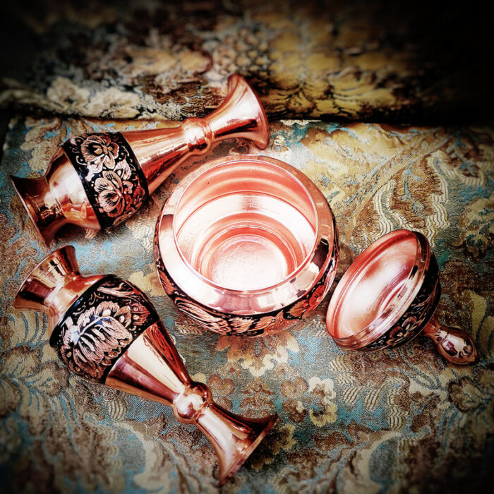 Miscellany / Miscellaneous copper products, copper pot, diamond-cut model, code ja1601