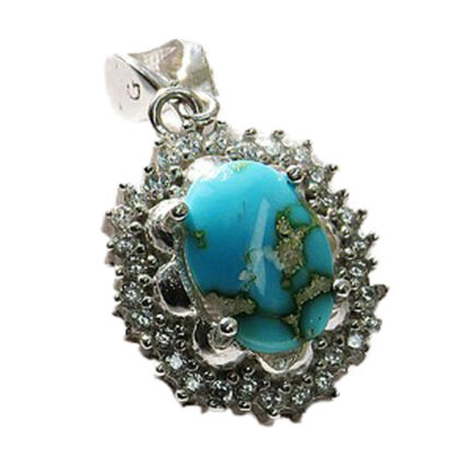 Nicely designed Nishaburi turquoise silver pendant