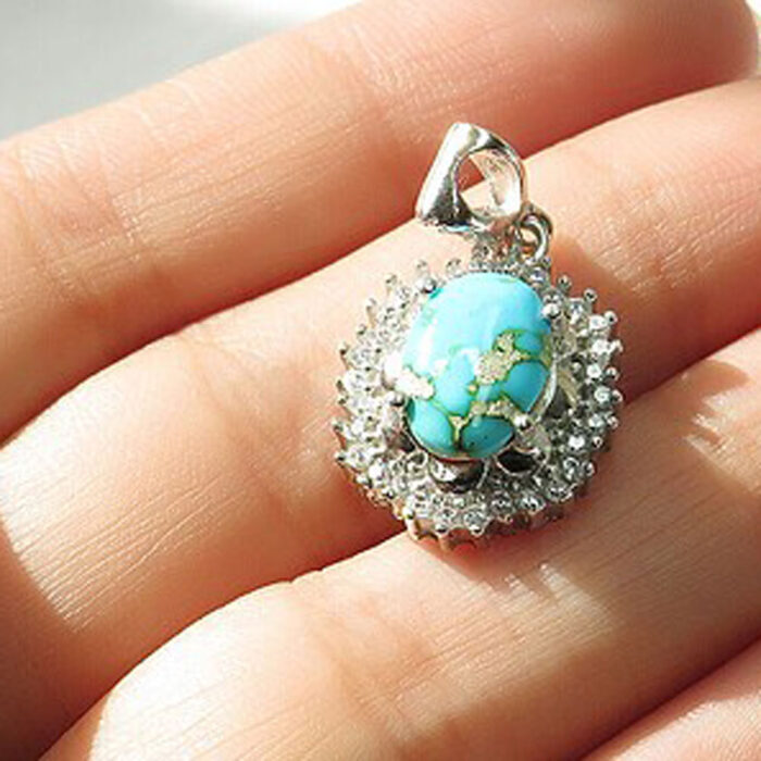 Nicely designed Nishaburi turquoise silver pendant - code 82862