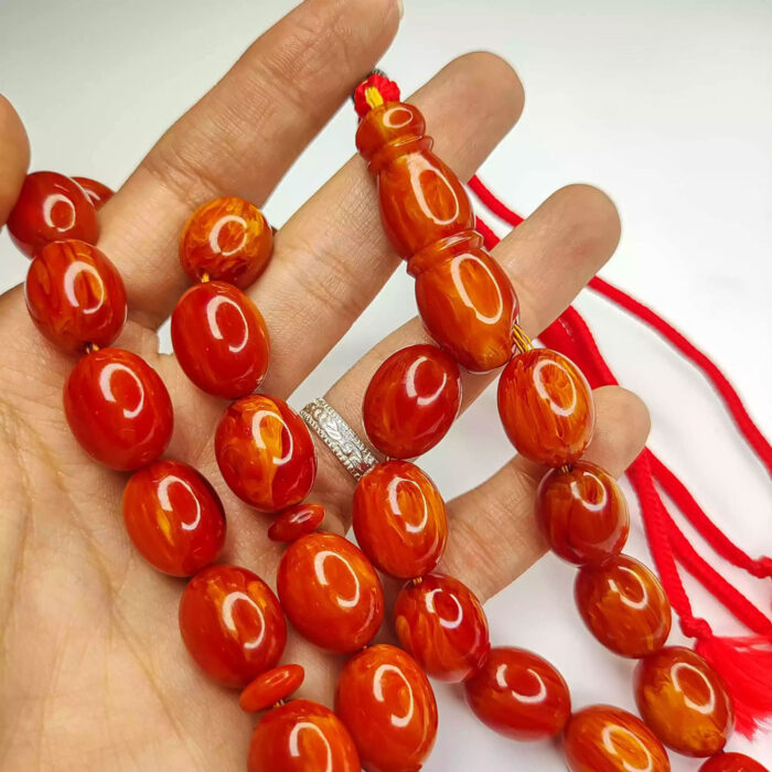 33 Beads of Red Amber (Kerba) Tasbih with grape cutting