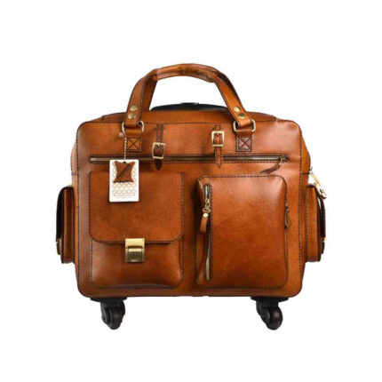 Handmade natural leather suitcase for travel, Picasso model