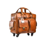 Handmade natural leather suitcase for travel, Picasso model