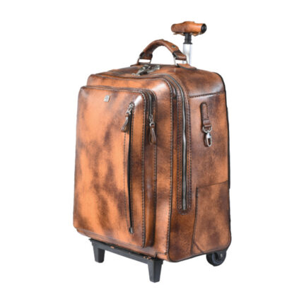 Handmade natural leather suitcase for travel