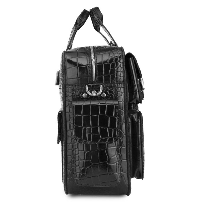 Handmade Natural Black leather bag for Travel, Pablo model