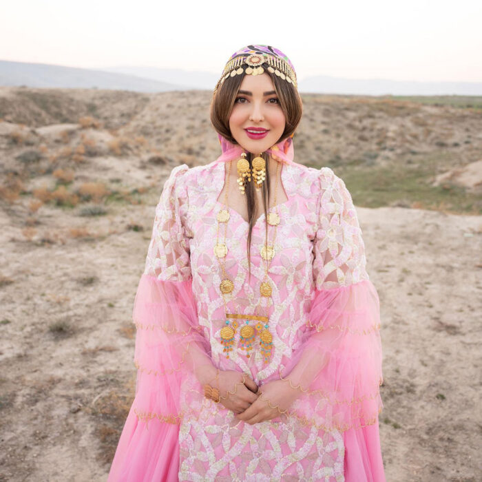 Pink Dress and Scarf Iranian Traditional Dress for Women, Handmade, Free size