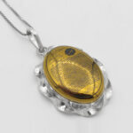 Hadid Chinese silver necklace with ivy design “Surah Yasin” + amulet of Imam Javad (AS) + Torbat of Imam Hossein (AS)