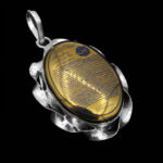 Hadid Chinese silver necklace with ivy design “Surah Yasin” + amulet of Imam Javad (AS) + Torbat of Imam Hossein (AS)