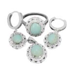 Half set of silver Nishaburi turquoise for women, Persa design