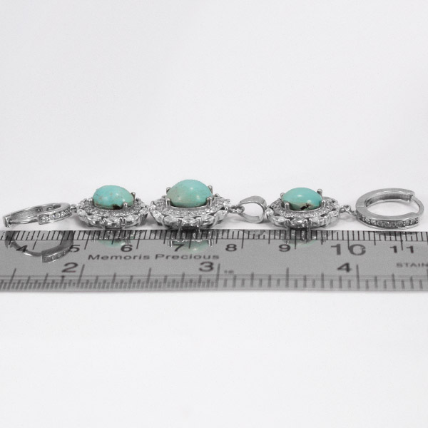 Half set of silver Nishaburi turquoise for women, Persa design