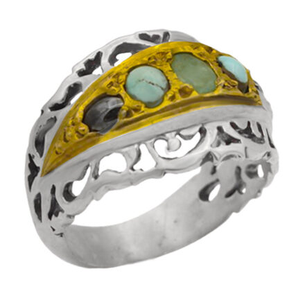 Handmade men’s multi-stone silver ring with Ramtin design