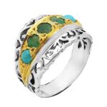 Men’s handmade multi-stone silver ring with Fattah design