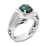 Men’s handmade Nishaburi turquoise ring, Manib design