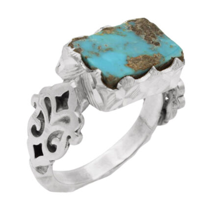 Men’s handmade Nishaburi turquoise ring with Sami design