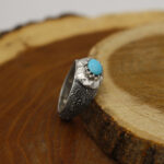 Men’s silver Nishaburi turquoise ring, hand-made with the design of Zani Durood