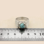 Men’s silver Nishaburi turquoise ring, handmade altar design