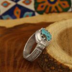 Men’s silver Nishaburi turquoise ring, handmade, bold design