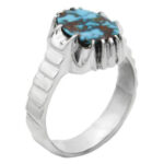 Men’s silver Nishaburi turquoise ring, handmade by Farian design