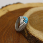 Men’s silver Nishaburi turquoise ring, handmade by Fateb design