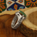 Men’s silver Nishaburi turquoise ring, handmade by Imran design
