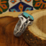 Men’s silver Nishaburi turquoise ring, handmade by Taha design