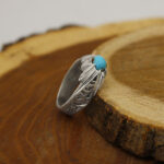 Men’s silver Nishaburi turquoise ring, handmade, honesty design