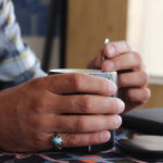 Men’s silver Nishaburi turquoise ring, handmade, Hoten design