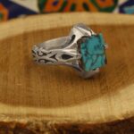 Men’s silver Nishaburi turquoise ring, handmade, Messiah design