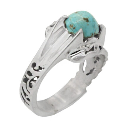 Men’s silver Nishaburi turquoise ring, handmade, Omid design