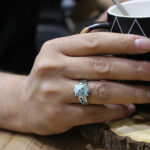 Men’s silver Nishaburi turquoise ring, handmade, popular design