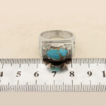 Men’s silver Nishaburi turquoise ring, handmade Rajab design