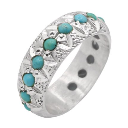 Men’s silver Nishaburi turquoise ring, handmade, royal design