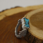 Men’s silver Nishaburi turquoise ring, handmade, Shaaban design