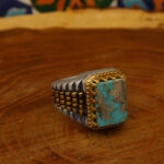 Men’s silver Nishaburi turquoise ring, Rolex design