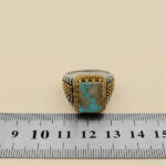 Men’s silver Nishaburi turquoise ring, Rolex design