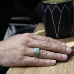 Men’s silver Nishaburi turquoise ring with Habel Al Matin design